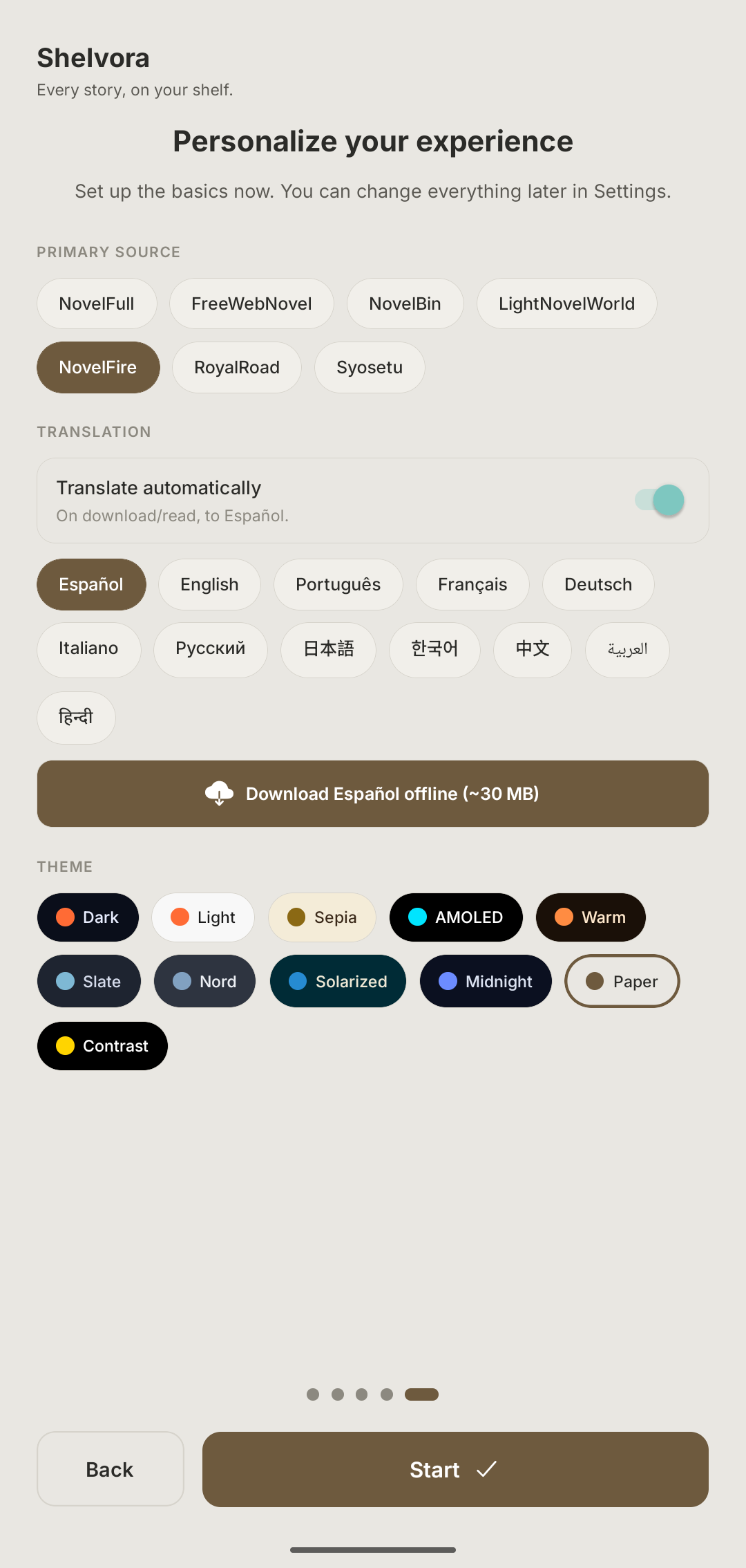 Themes & setup